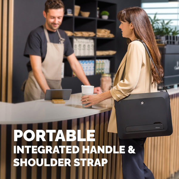 Fellowes Portable Laptop Stand Carry Case - Breyta 2-in-1 Design with 5 Height Adjustments - Ideal for Hybrid Work - 100% Recyclable - Black