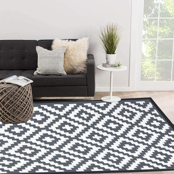 Enipate Geometric Outdoor Rugs for Patios Clearance, 182 x 274cm(6x9ft) Reversible & Easy Cleaning Patio Decking Rug, Portable Comfortable Woven