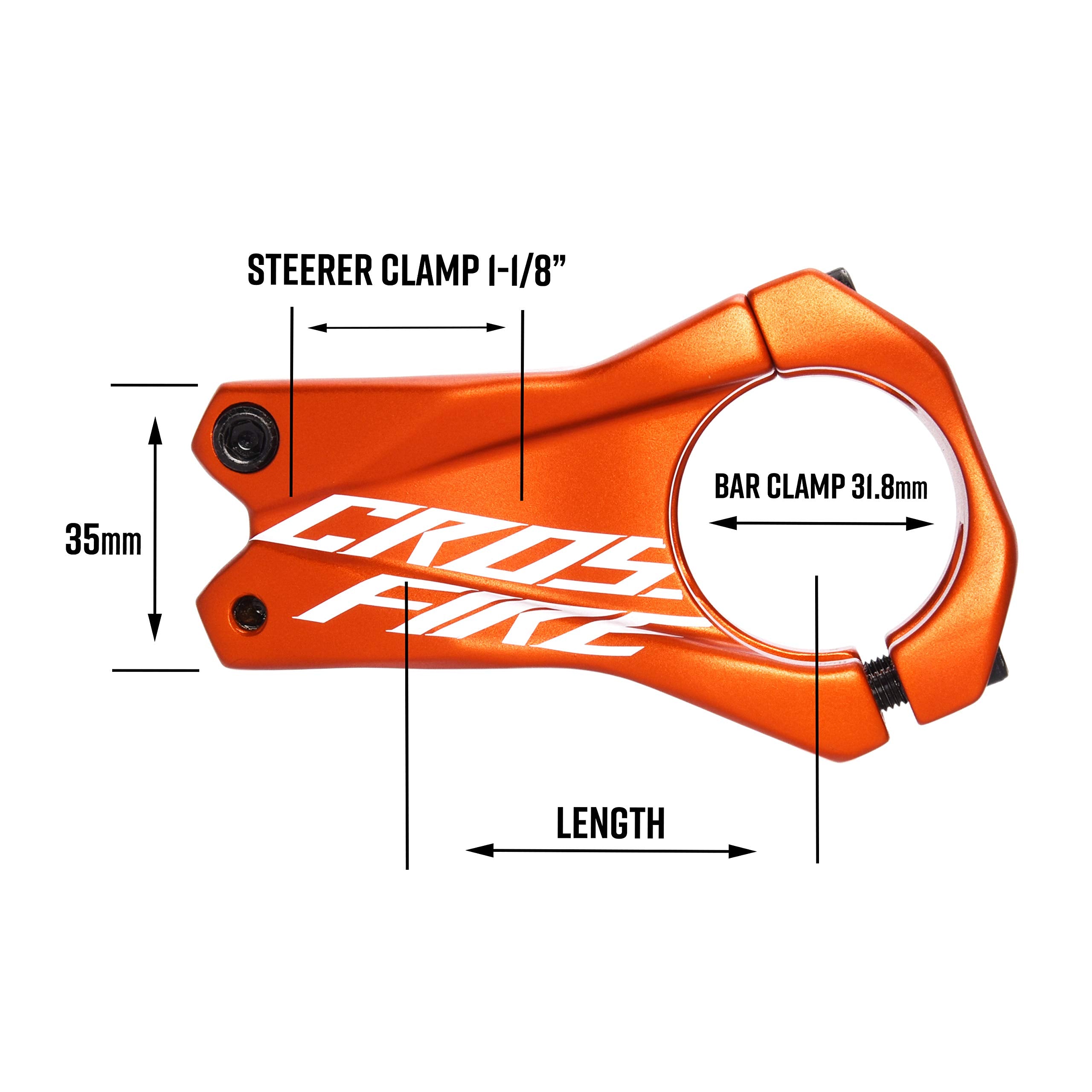 Funn Crossfire Mountain Bike Stem with 31.8mm Bar Clamp - Durable and Lightweight Alloy Bike Stem for Mountain Bike and BMX Bike, Length 50mm stem