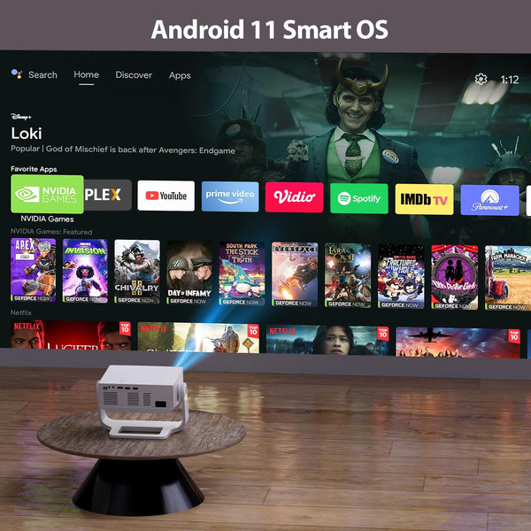 2025 Ultra Smart Projector Built-in Apps, 32000 Lumens,Full HD 4K Supported, WiFi 6 & Bluetooth 5.2, Low Fan Noise (<29.8dB), Auto Keystone, Portable Movie Projector for IOS/Android/PS5