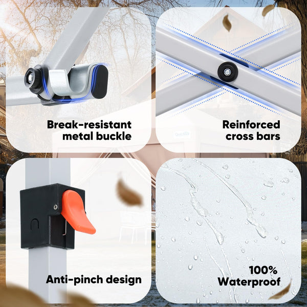 Quictent Pop Up Canopy Gazebo with Removable Sidewalls, Adjustable Height Event Shelter, 3x3m (10x10ft) Portable Tent for Garden Party, Camping, White