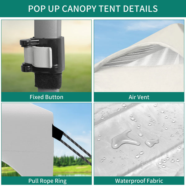 YITAHOME 2.5x2.5M Instant Heavy Duty Pop Up Gazebo, Waterproof Folding Garden Camping Party Tent Canopy Marquee with Roller Bag for Patio Markets Beach