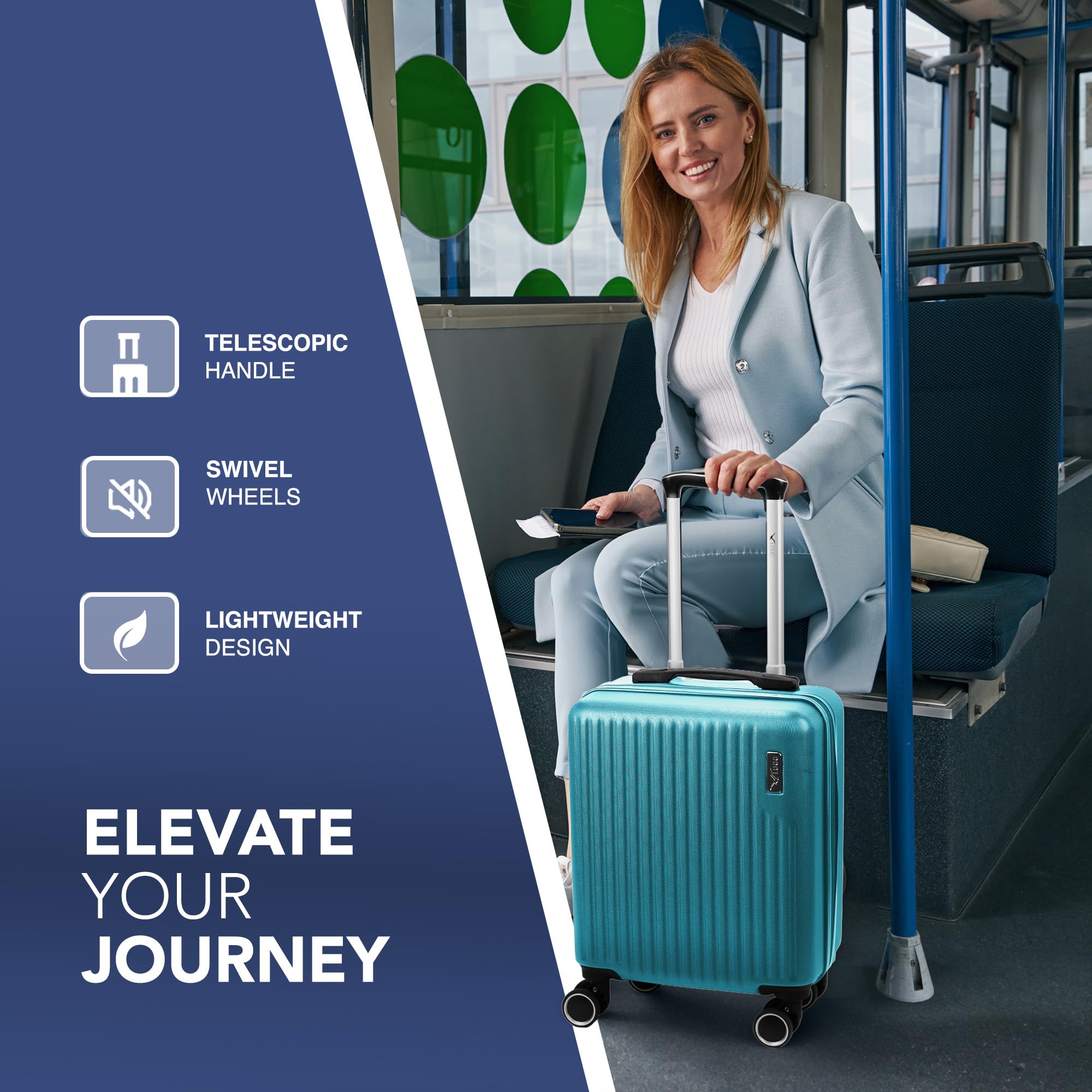 LUGG 15 Inch Vacay Cabin Case - 45x36x20 cm, Airline Approved Carry On Suitcase, ABS Lightweight Suitcase, Water Resistant Hard Suit Case with 360° Spinner Wheels, Carry On Bag with TSA Indent Lock