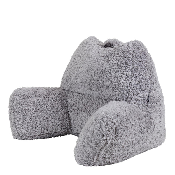 icon Teddy Bear Fluffy Fleece Cuddle Cushion, Grey, Reading Pillow, Back Support Cushion, Back Support Pillow for Bed with filling included, Ideal as
