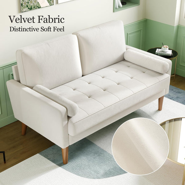 Vesgantti Small 2 Seater Sofa Blue, Comfy Sofa Couch with Spring Cushion, Velvet Sofa with Wood Legs, Modern Love Seat Sofa, Sofa 2 Seater for Living Room, Small Sofa for Bedroom, Blue Office Sofa