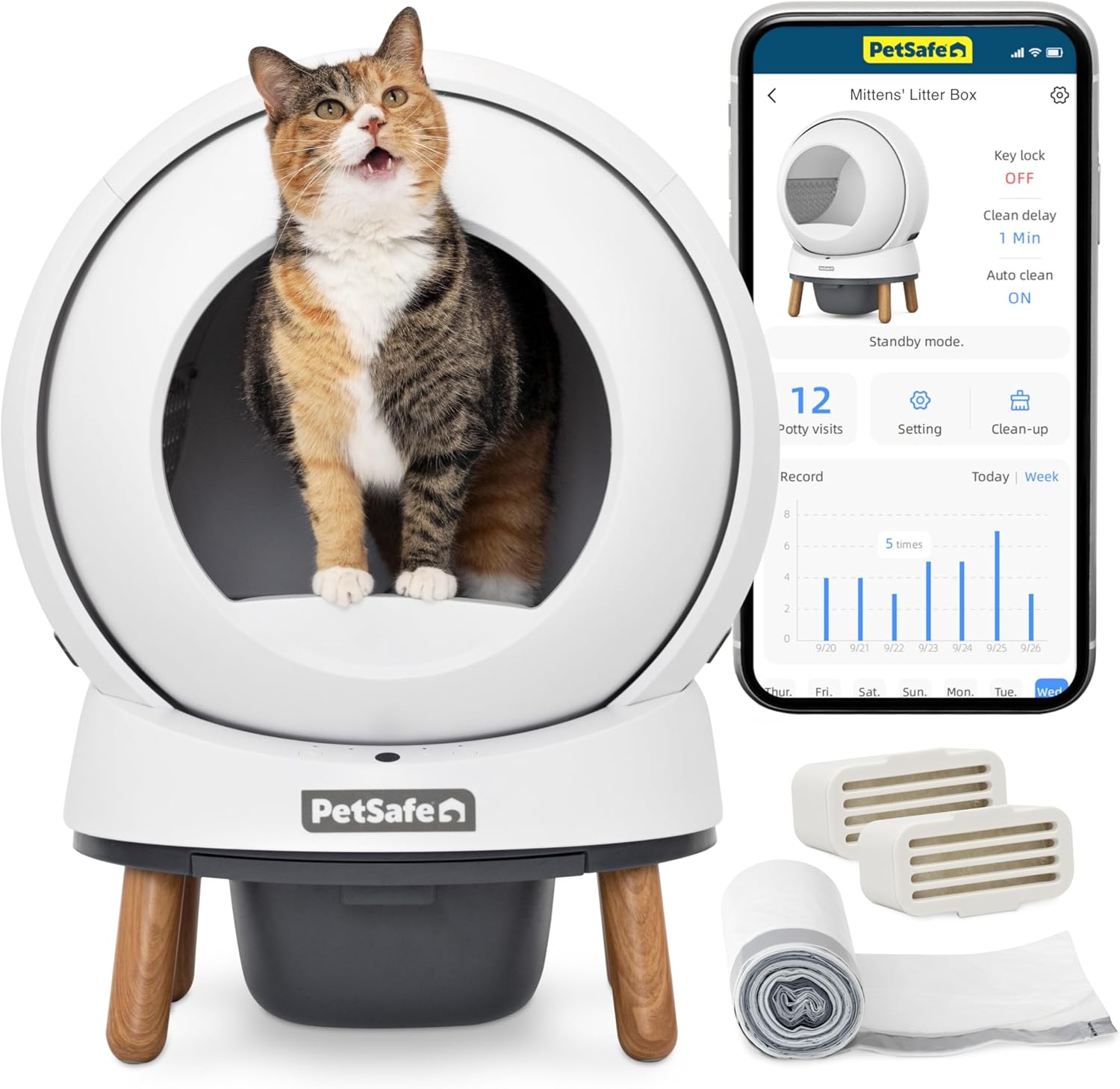 PetSafe ScoopFree SmartSpin Self-Cleaning Litter Box – Advanced Odour Control – App Controlled with Health Monitoring – Works with Any Litter – Up to 2 Weeks of Hands-Free Cleaning