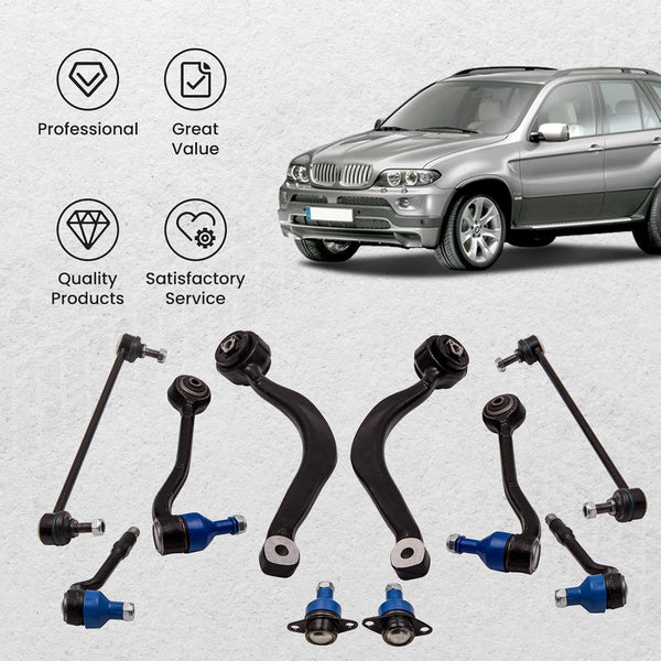 maXpeedingrods 10 Pcs Front Ball Joint Control Arm Sway Bar Link for X5 E53 2000-2006 ADI