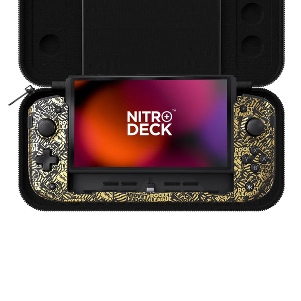 CRKD Nitro Deck+ Handheld Pro Controller for Nintendo Switch & OLED Model - TV Dockable - Programmable Sidekicks & Back Buttons - TruCollection System (Rocket League Gold Edition)