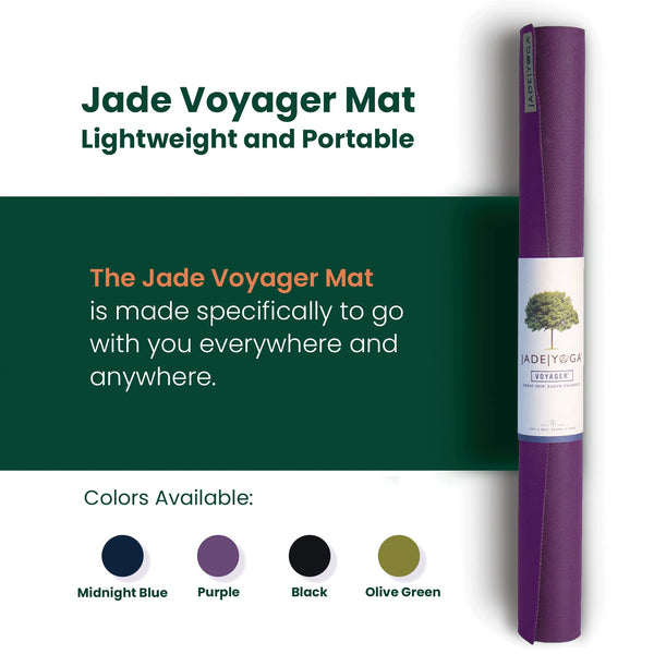 Jade Voyager yoga travel mat, 61 x 173 cm, 16 mm thick, Purple