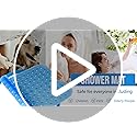MOONLIGHT20015 Square Shower Mat Non Slip Anti Mould - 53x53cm Rubber Bath Mat PVC Shower Mats for Inside Shower with Strong Suction Cups Grip and Drain Holes - Soft Touch Machine Washable (Blue)