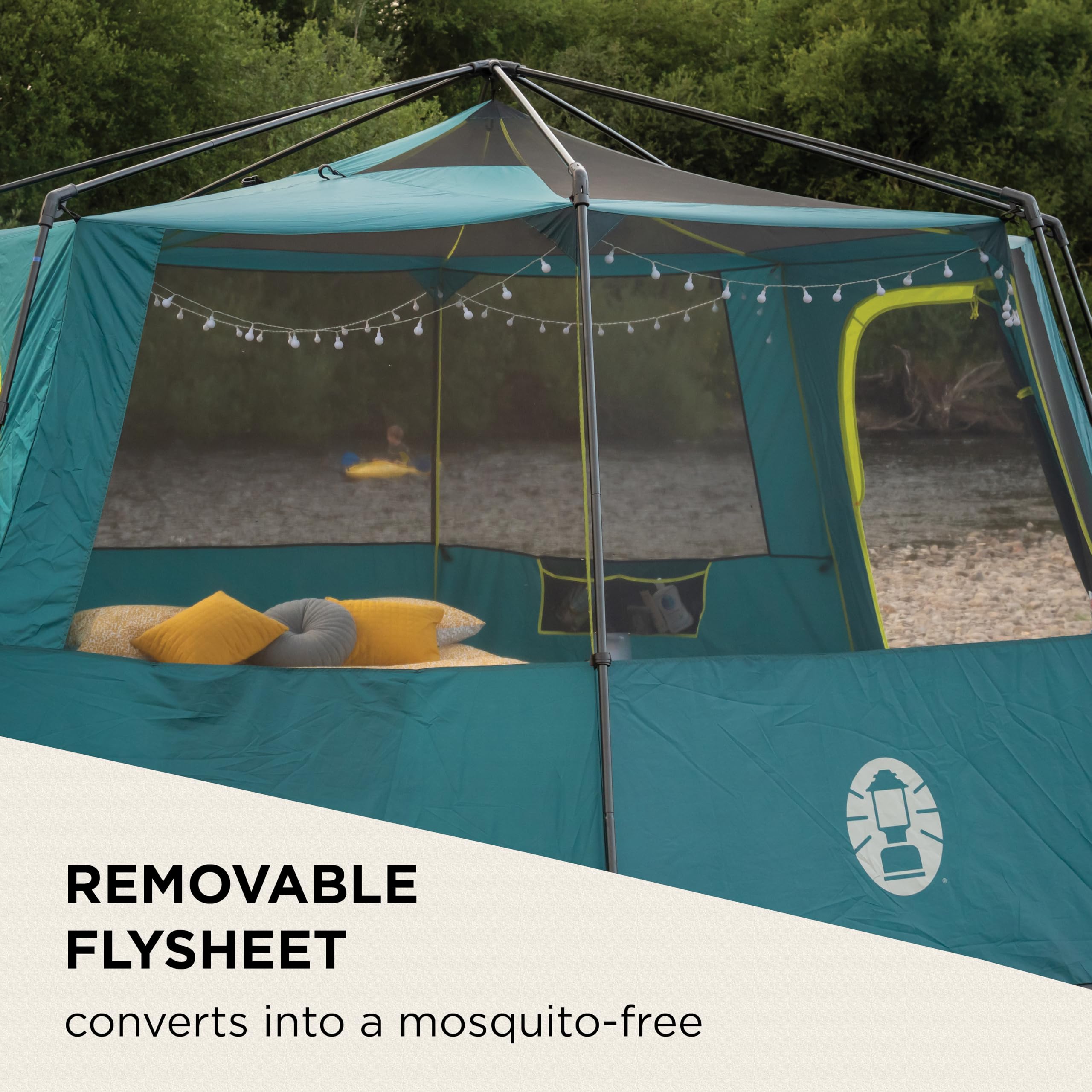 Coleman Tent Octagon, 6 Man Festival Dome Tent, 6 Person Family Camping Tent with 360° Panoramic View, Stable Steel Pole Construction, Sewn-in Groundsheet, 100 Percent Waterproof