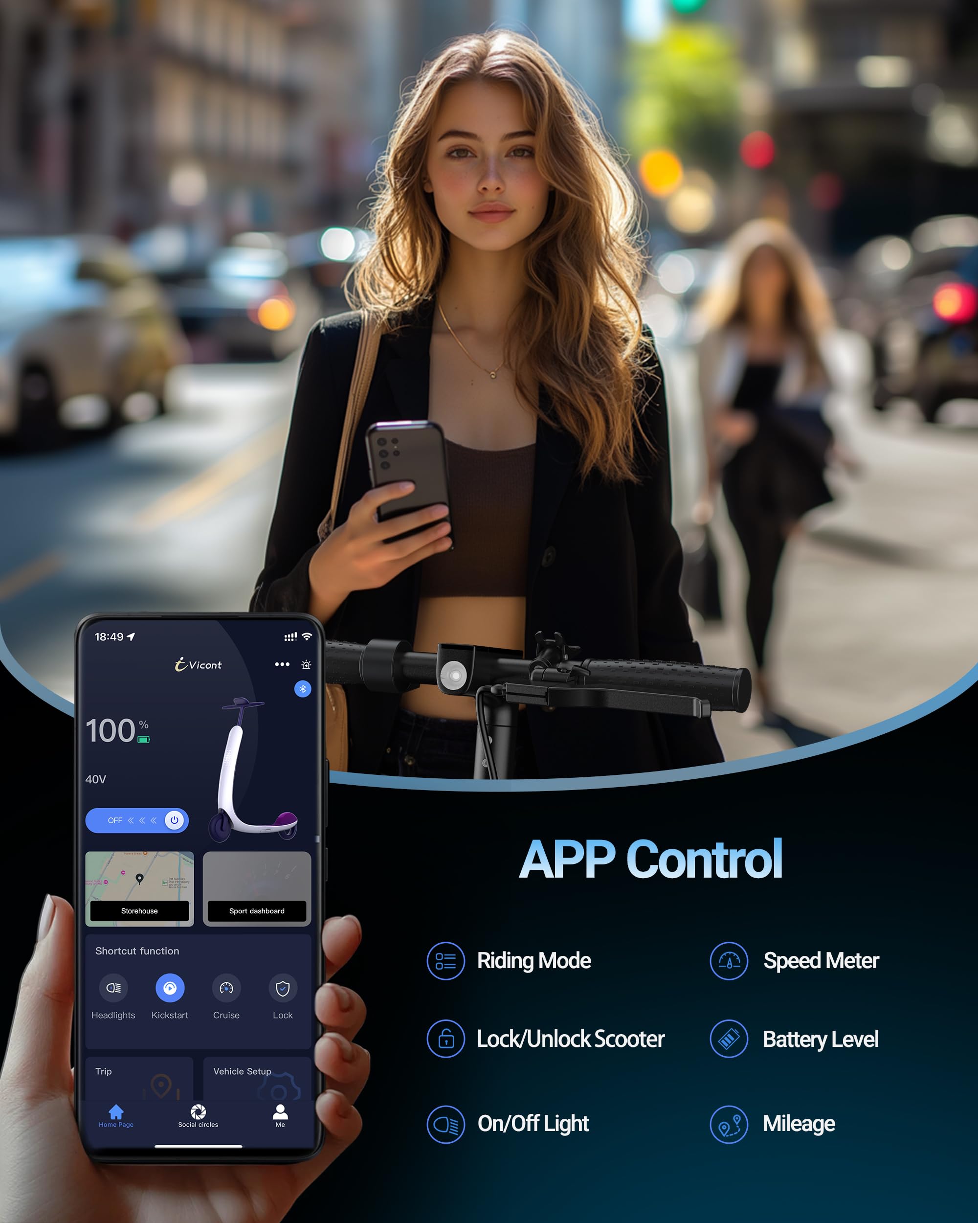 Electric Scooter, Electric Scooter Adult 350W with 25-35KM Range, Max Speed 25KM/H, 8.5" Solid Tire, Double Braking System for Adults and Teens