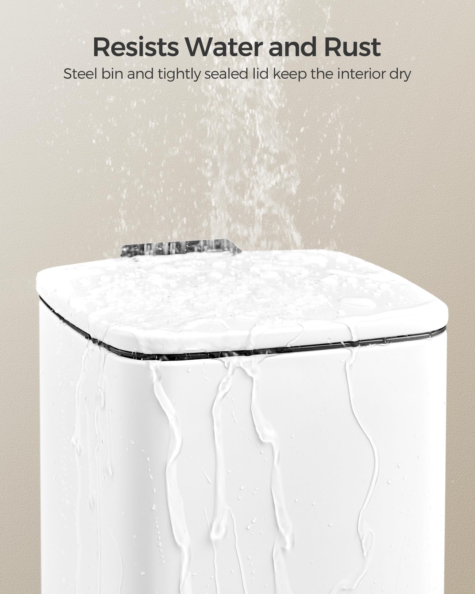 SONGMICS Kitchen Bin, 8-Gallon (30 L) Trash Bin, Steel Pedal Bin, with Inner Bucket, Soft Close and Stays Open, Metallic Silver LTB593E01