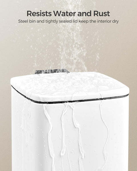 SONGMICS Kitchen Bin, 8-Gallon (30 L) Trash Bin, Steel Pedal Bin, with Inner Bucket, Soft Close and Stays Open, Metallic Silver LTB593E01