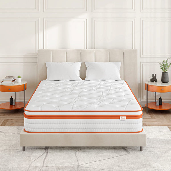 TeQsli Super King Size Mattress 6FT, 10 Inch Gel Memory Foam 7 Zone Orthopedic Super King Mattress Pocket Sprungs Wave Memory Foam Hybrid - Medium Firm 10-Year Support 180x200x25 cm