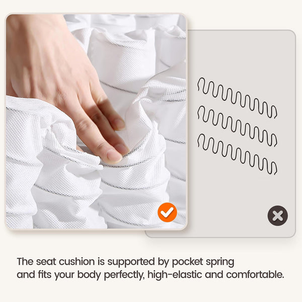 Yaheetech Recliner Armchair Single Padded Seat Boucle Fabric Sofa Lounge Home Living Room Theater Adjustable Leg Rest and Reclining Functions Ivory