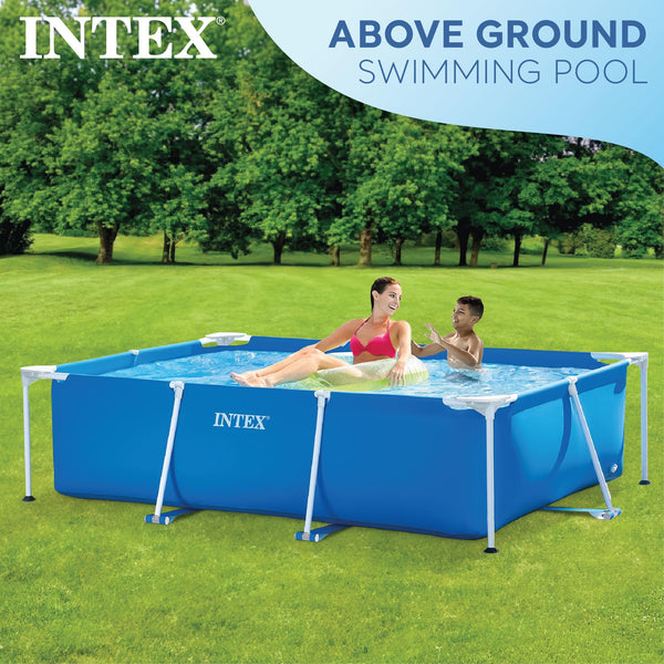 INTEX | 28272 Metal Frame Rectangular Outdoor Swimming Pool, Filter Pump Not Included, Capacity 3834 L, Measures 300 x 200 x 75 Centimeters - Colour Blue
