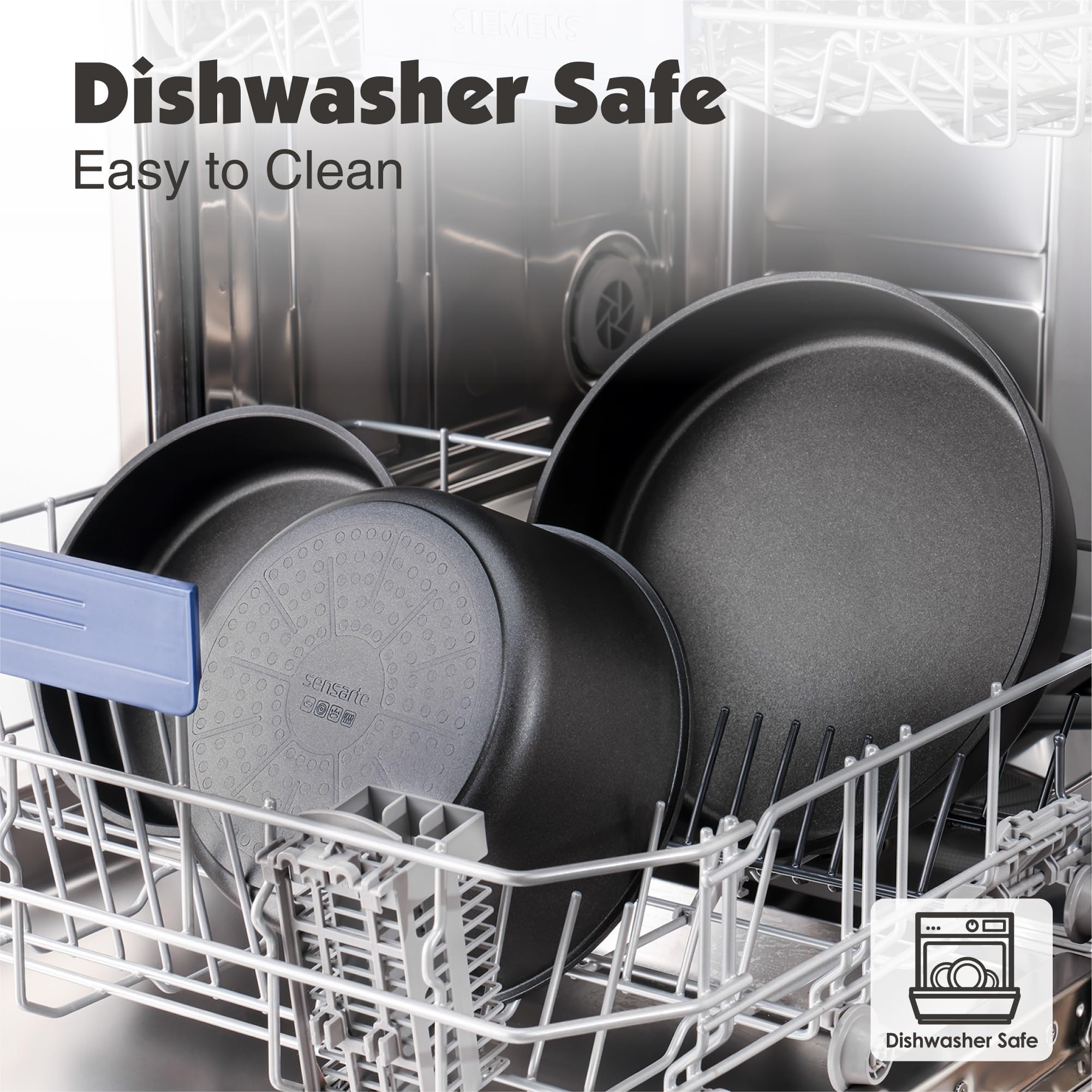 SENSARTE 17 Piece Pots and Pans Set, Nonstick Detachable Handle Cookware, Induction Kitchen Cookware Set with Removable Handle, Healthy Non Stick RV Cookware, Oven Safe (Black)