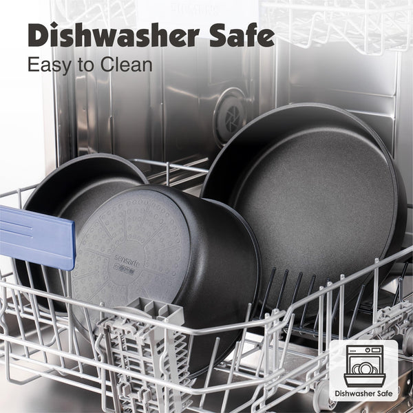 SENSARTE 17 Piece Pots and Pans Set, Nonstick Detachable Handle Cookware, Induction Kitchen Cookware Set with Removable Handle, Healthy Non Stick RV Cookware, Oven Safe (Black)