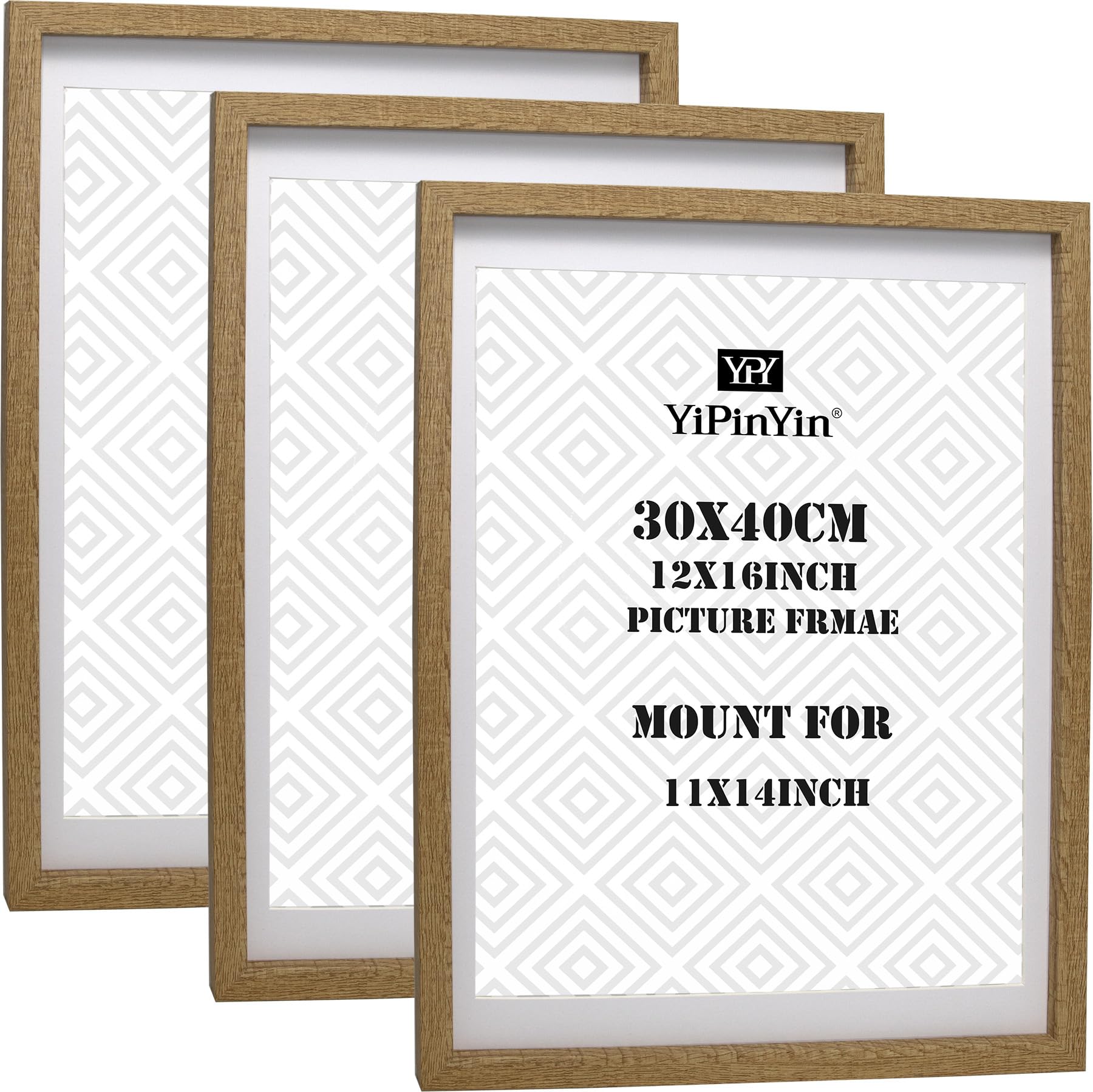 Black 50x70cm Boxed Picture Frames Set of 3 with Mounts for 40x60cm, 70x50cm poster frame with Acid Free mount for 40x60cm photo (Black 3Pack)