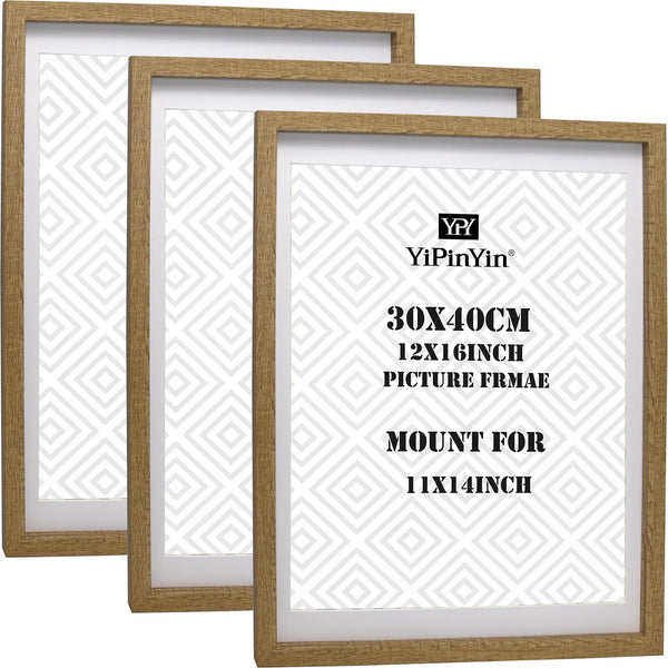 Black 50x70cm Boxed Picture Frames Set of 3 with Mounts for 40x60cm, 70x50cm poster frame with Acid Free mount for 40x60cm photo (Black 3Pack)