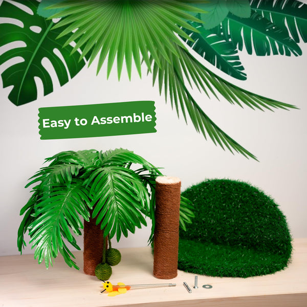 TREKAM Cat Scratching Post - Scratching Post for Cats with Palm Tree Design and Swinging Balls - Scratching Post for Large Cats 78 cm - Cat Scratching