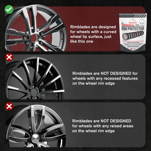 Rimblades Original Black Alloy Wheel Protectors - DIY | 9 Colours Available | Universal Fit for All Wheels | Durable Rim Guards | Car Wheel Scratch Protection | Rim Protection