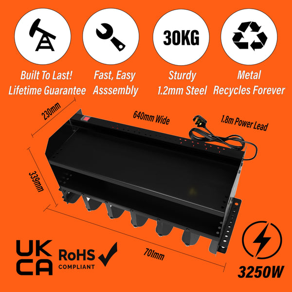 Toolganize Power Tool Organiser, Storage Rack with Power Strip Charging Station, Heavy-Duty for Workshop & Garage Tools - 4 Slot, Milwaukee Red.