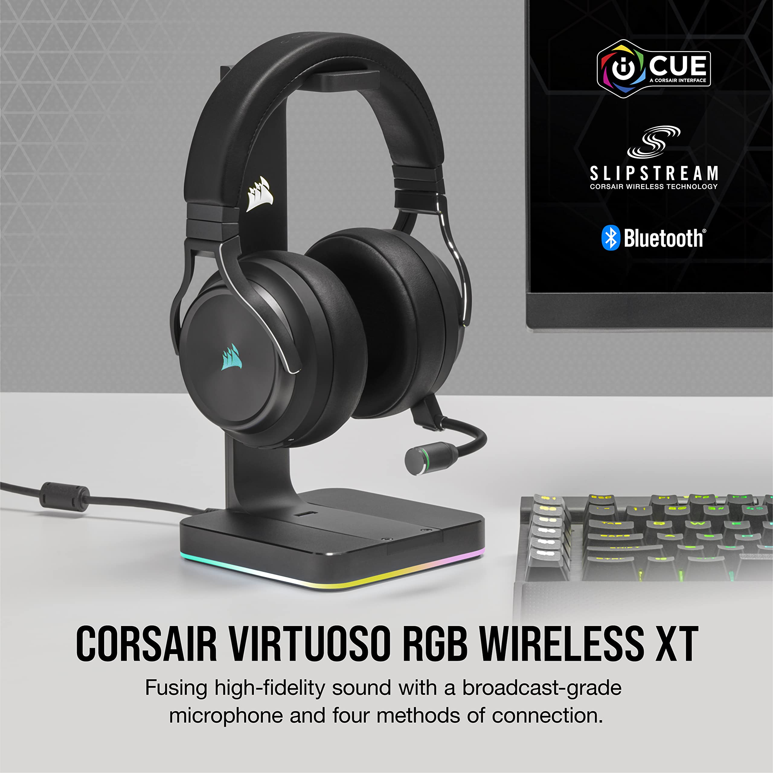 CORSAIR VIRTUOSO RGB WIRELESS XT Multiplatform Gaming Headset With Bluetooth – Dolby Atmos – Omni-Directional Microphone – iCUE Compatible – PC, Mac, PS5, PS4, Nintendo Switch, Mobile – Black