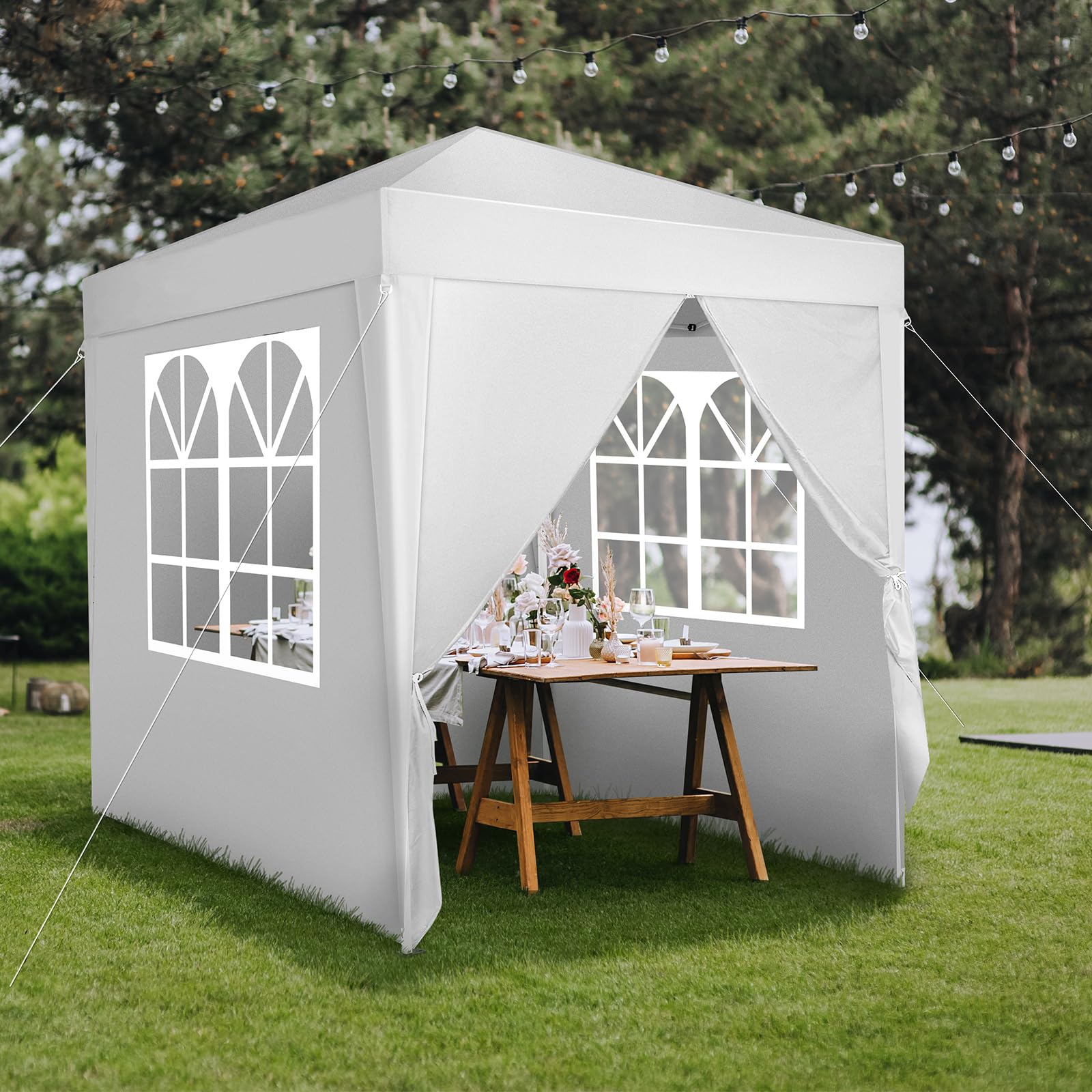 Bonnlo Pop Up Gazebo with Sides 3m x 3m, Easy Setup Instant Outdoor Canopy, Folding Garden Gazebo, Party Tent Grey