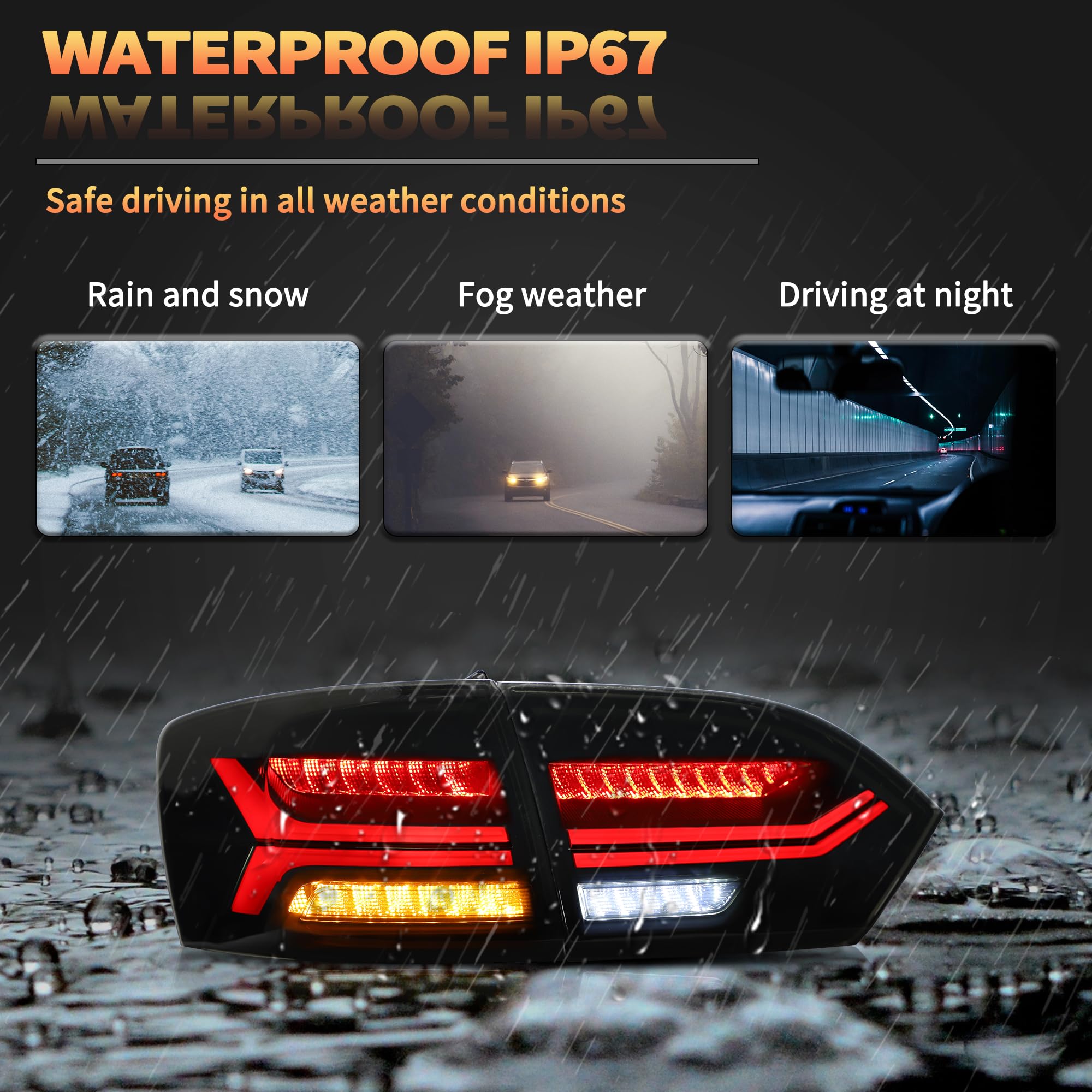 VLAND LED Rear Lights compatible with Jetta MK6 2011-2018 Sedan [Not fit LED & GLI models], Driver & Passenger Side - Red