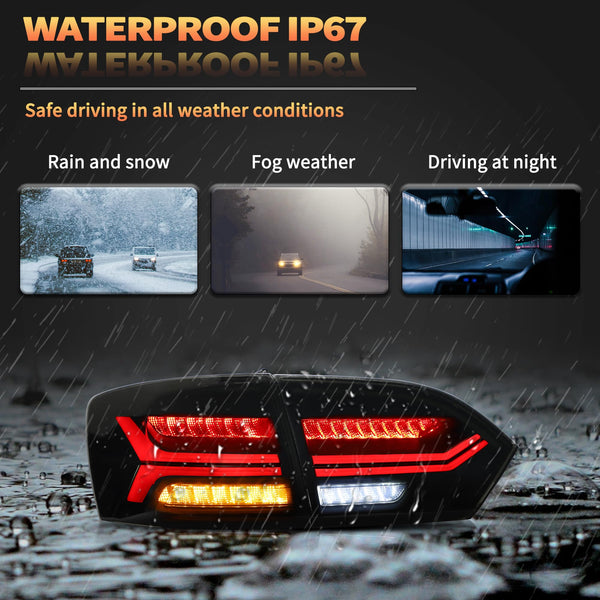 VLAND LED Rear Lights compatible with Jetta MK6 2011-2018 Sedan [Not fit LED & GLI models], Driver & Passenger Side - Red