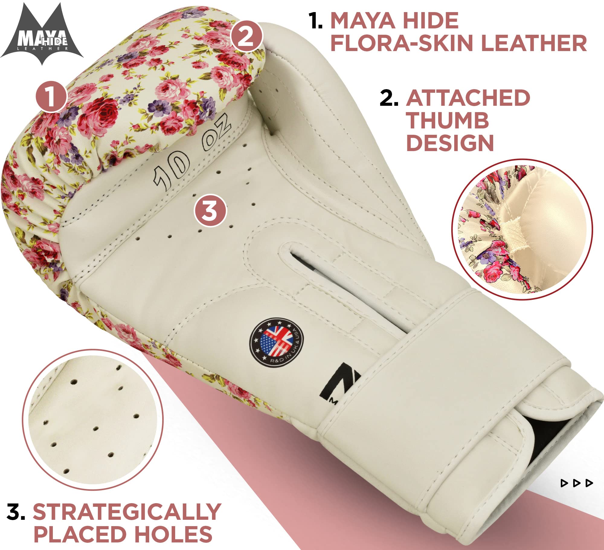 RDX Women Boxing Gloves for Training Muay Thai Maya Hide Leather Ladies Mitts, Kickboxing, Sparring Glove for Punch Bag, Focus Pads and Double End