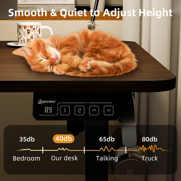 ERGOMAKER Electric Height Adjustable Standing Desk 80x60cm (31.5"x23.6"), Sit Stand Desk with Splicing Top for Home Office (Black Frame + Black Desktop)