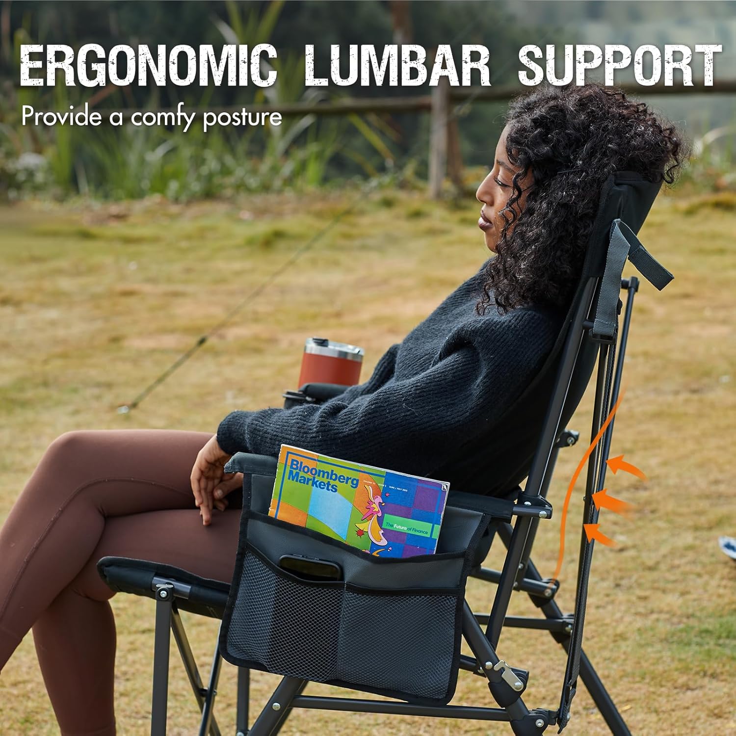 Portal Folding Camping Chair for Adults High Back Heavy Duty 180KG Load Foldable Garden Picnic Festival Collapsible Chair Oversized Hard Armrests Mesh Back Portable for Fishing Beach Patio