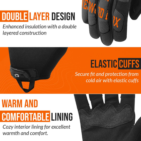 WESTWOOD FOX Gardening Working Gloves Garden Thorn Proof Flexible Heavy Duty Leather Mechanic Utility Dexterity Breathable Construction Gloves for Work Mens Women (Metallic Orange, L)