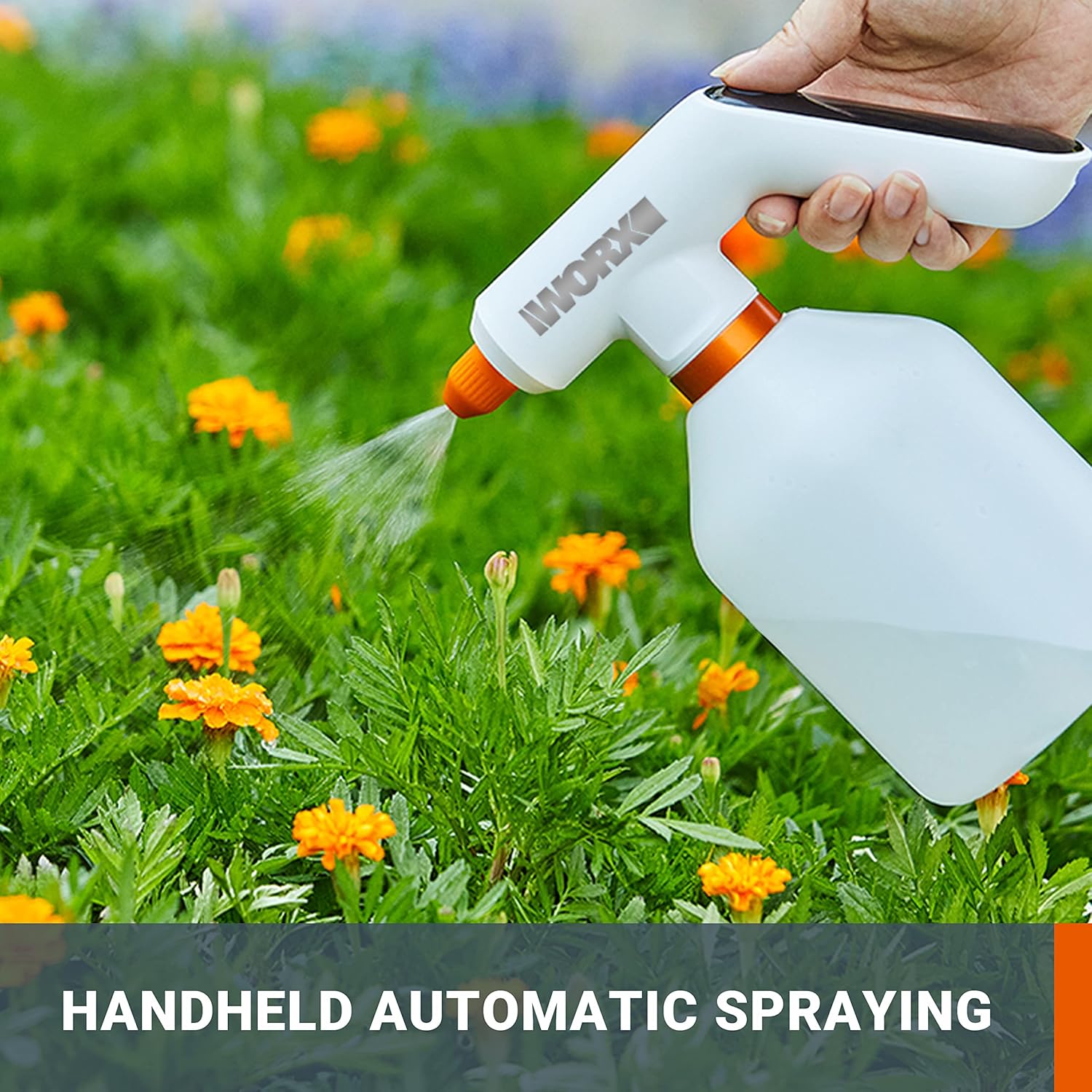 WORX Cordless Handheld Sprayer, WX018 3.6V Plant Mister, 1L Spray Bottle, Adjustable Nozzle, 6m Range, 1h Runtime, Annular LED Light, Type-C Cable, Ideal for Kitchen & Indoor Furniture Cleaning