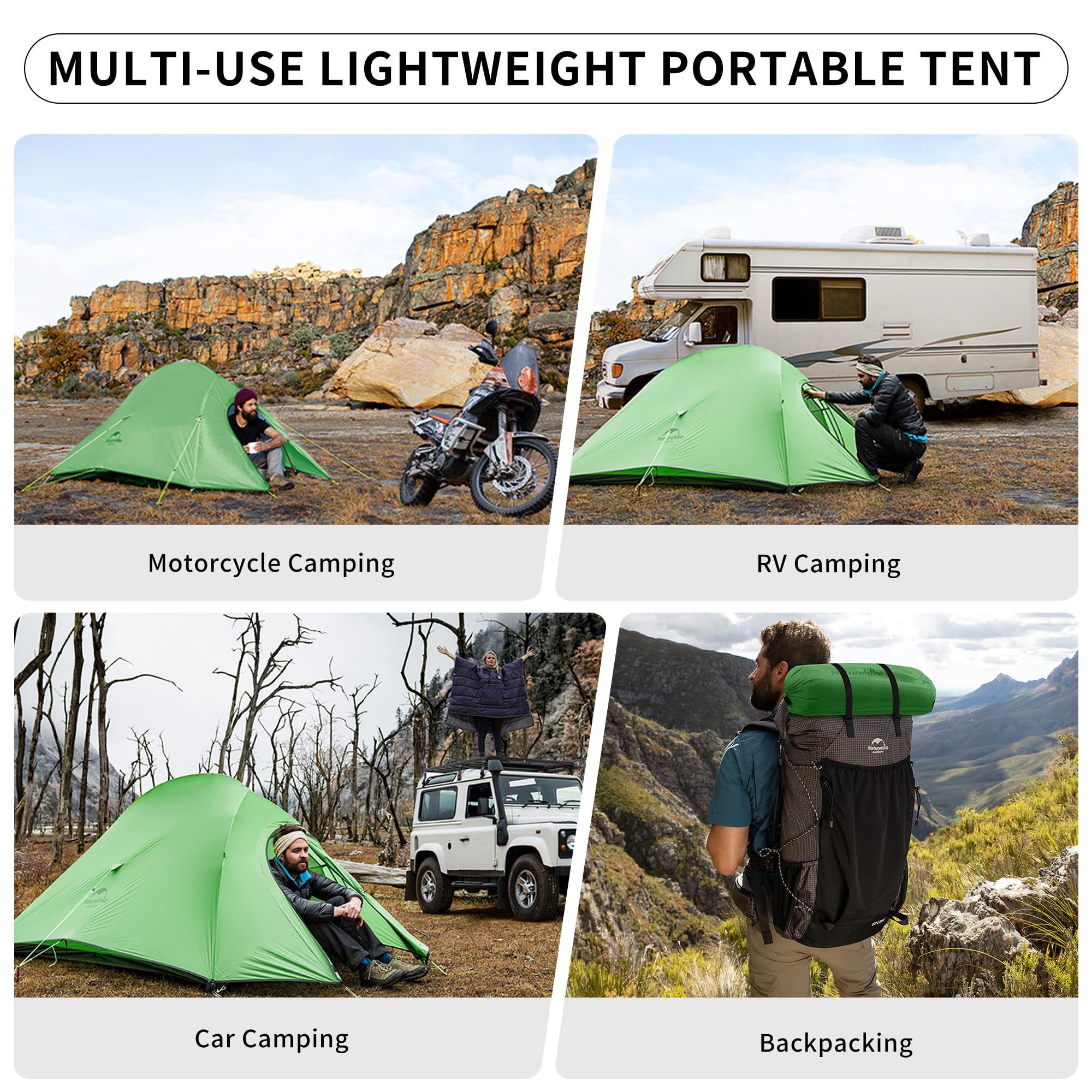 Naturehike Cloud up 2 Camping Tent 2 Man Backpacking Tent 3-4 Season Wild Country Tent Lightweight Dome Tent
