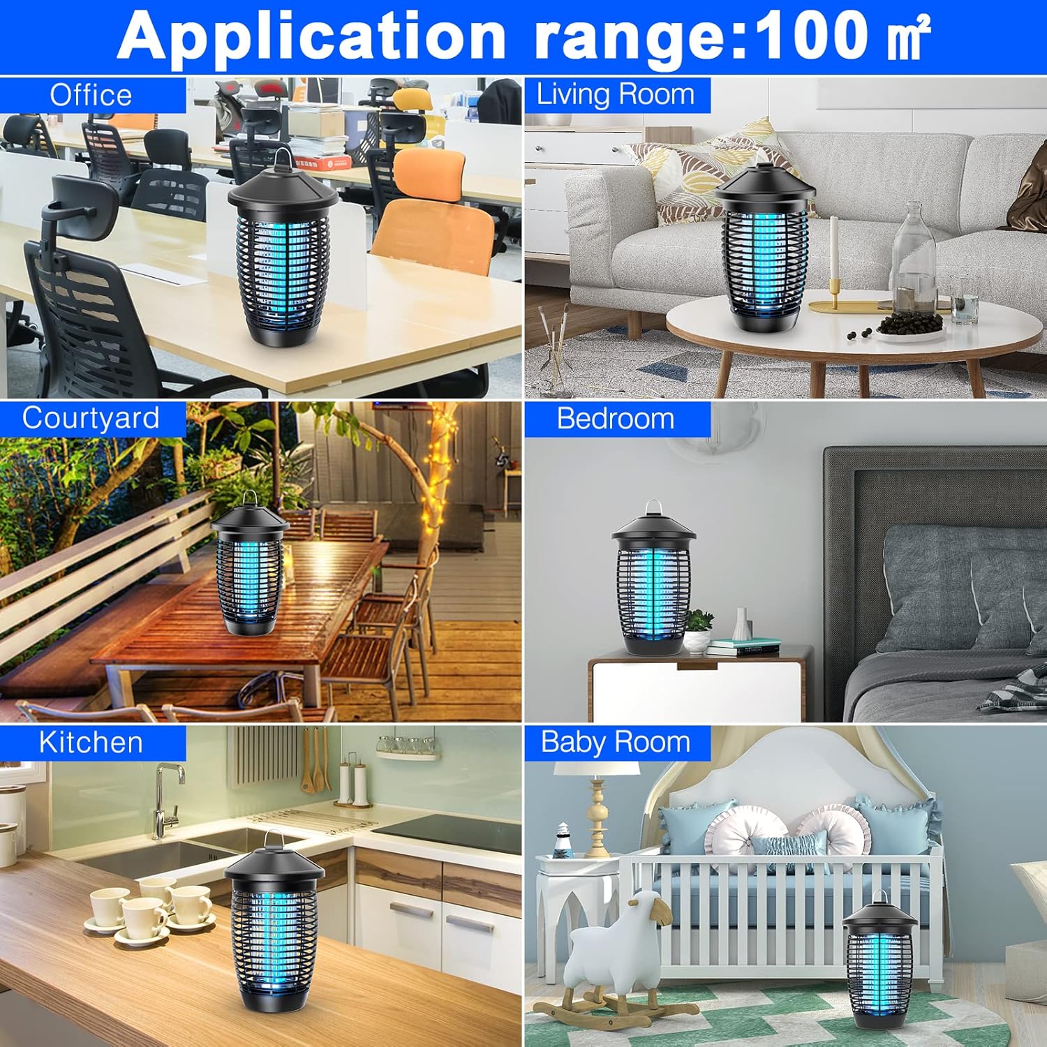 PALONE Bug Zapper 4500V Mosquito Killer Lamp 20W Insect Fly Zapper Traps with UV Light Catcher 100m² Coverage for Indoor Garden Outdoor, Effective Fly Killer for Mosquitoes, Flies, Wasps, Moths