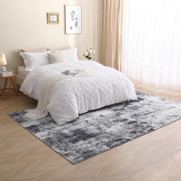 COOUS Washable Rugs for Living Room - Ultra Soft Area Rugs, Short Pile Non-Slip Non-Shedding Abstract Carpet, Stain Resistant Faux Wool Rugs for