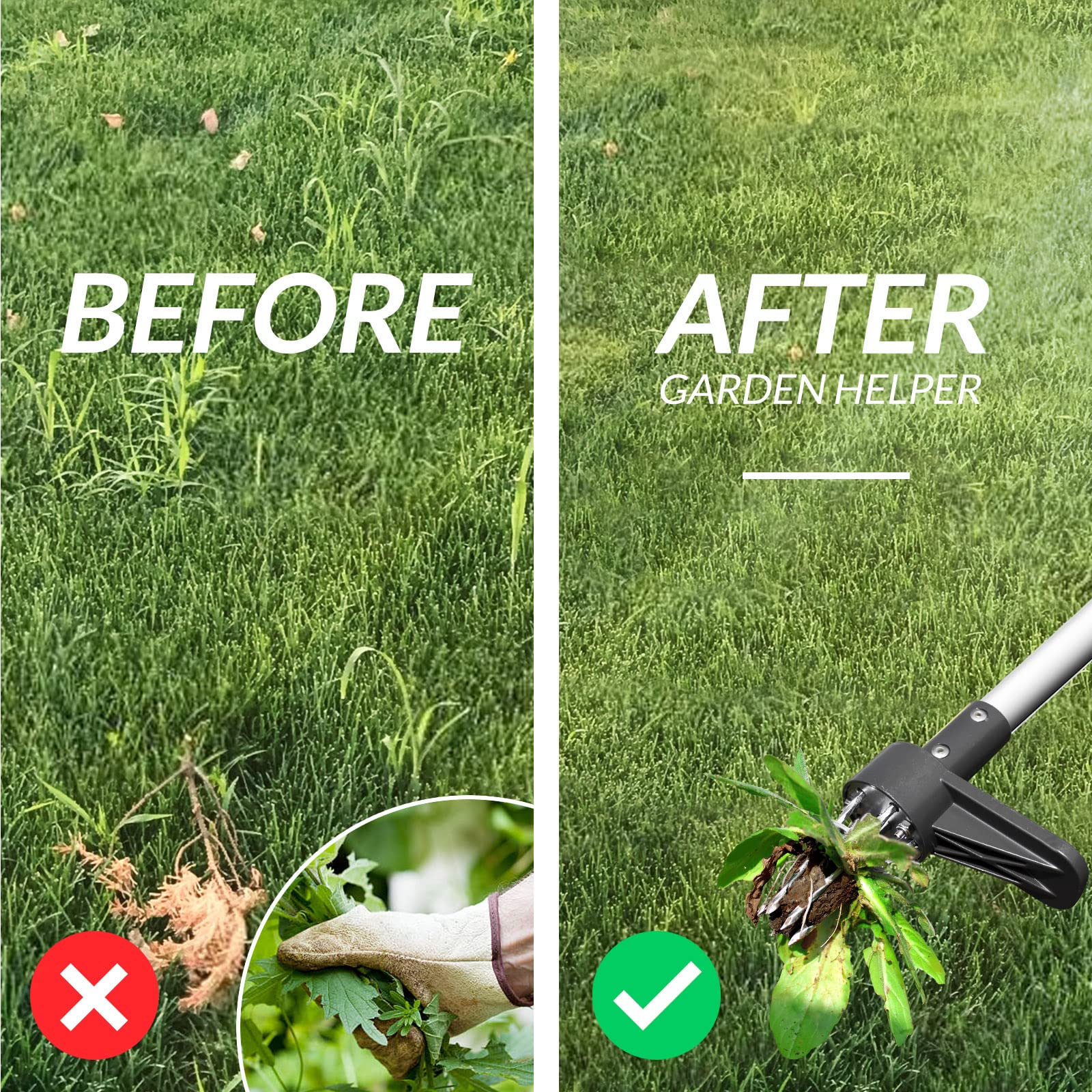 Walensee Upgraded Weed Puller, Stand Up Weeder Hand Tool, Long Handle Garden Weeding Tool with 5 Claws, Hound Weed Puller for Dandelion, Standup Weed