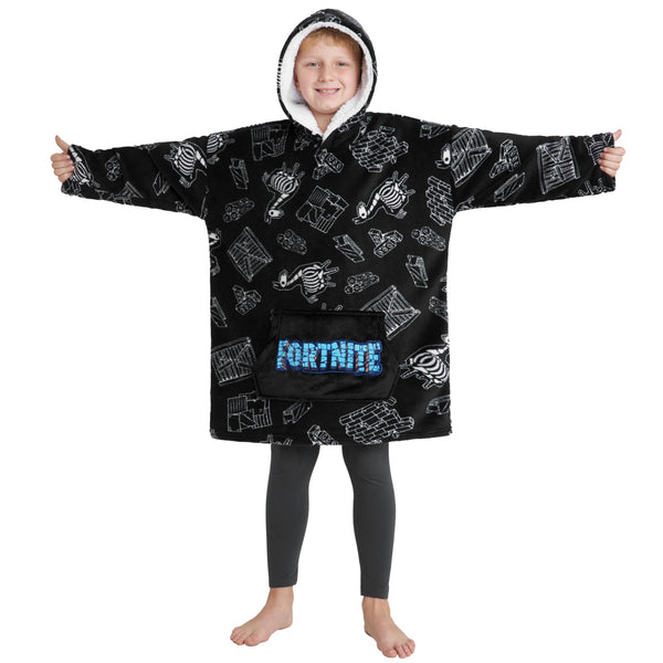 Fortnite Oversized Hoodie Blankets for Boys Fleece Extra Long Warm Wearable Hooded Poncho for Kids and Teens 14+, Gamers Gifts