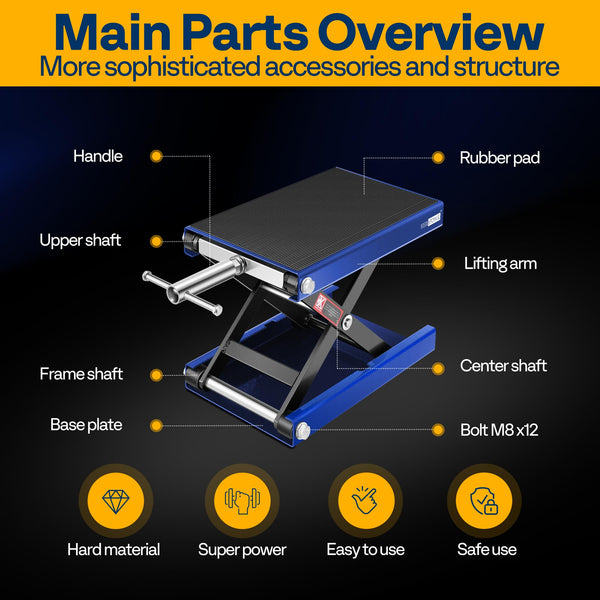VIVOHOME Motorcycle Scissor Lift Jack Height Adjustable Heavy Duty Steel with Anti Slip Wide Deck Hoist Crank Center Stand 500KG Capacity for Motorcycles, ATVs, Dirt Bikes