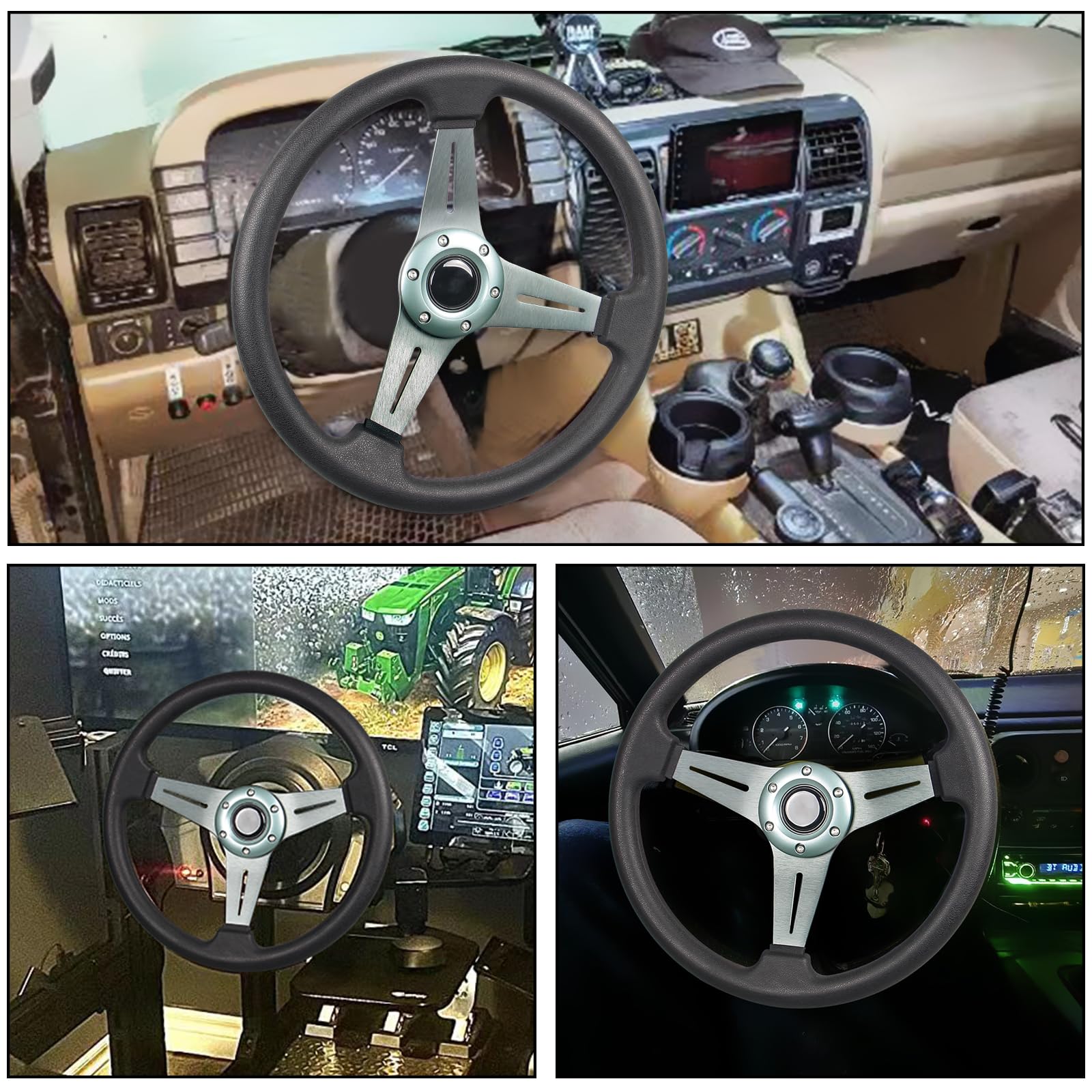 YEHICY Auto Racing Flat Steering Wheel with Purple Spokes 350mm 13.8”6 Bolts Grip Vinyl Leather Universal Simulation Game Steering Wheel For Logitech G29 G920 G923