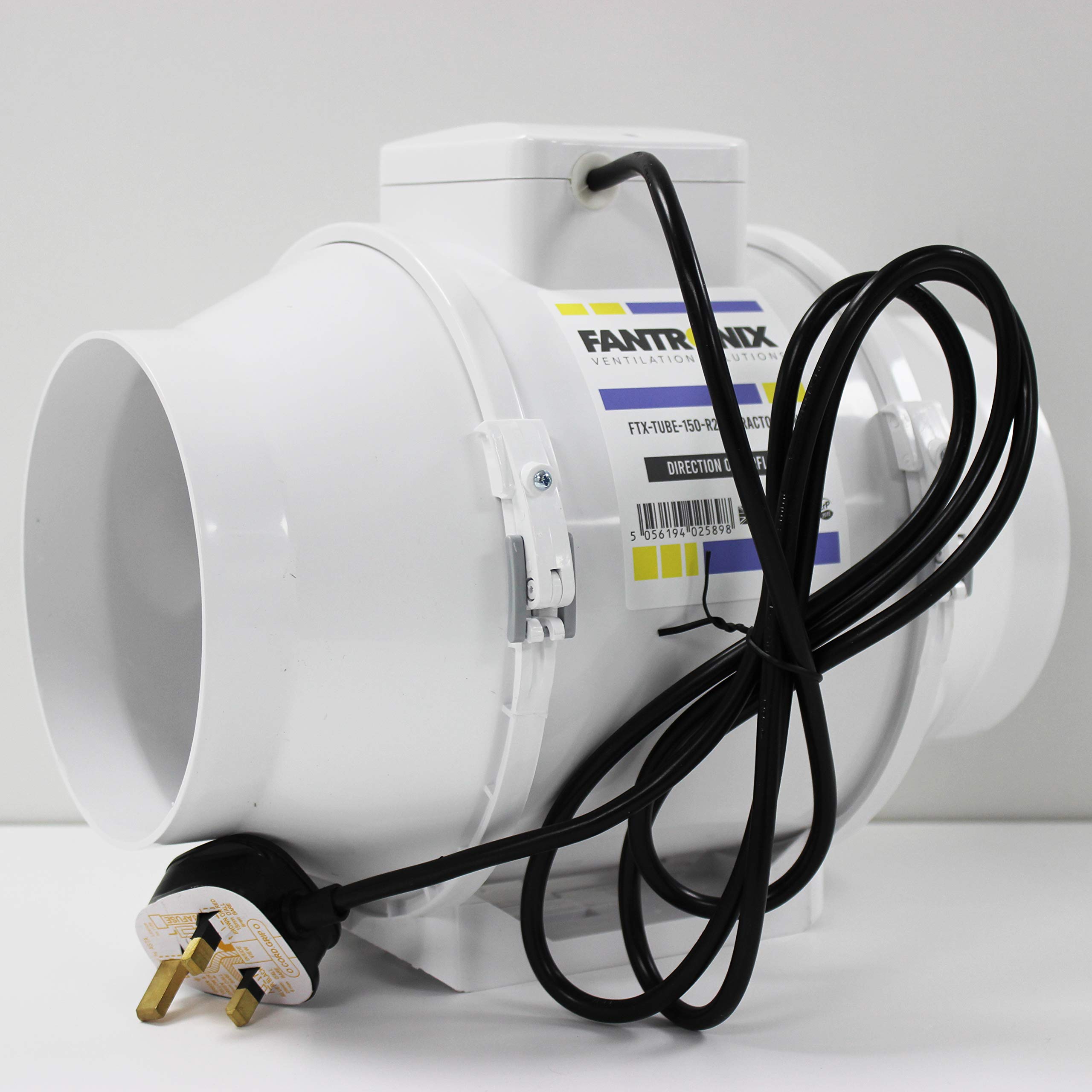 6 inch 150 mm Inline Fan Bathroom Powerful Intake for Grow Room Circulation Extractor Fan with UK plug