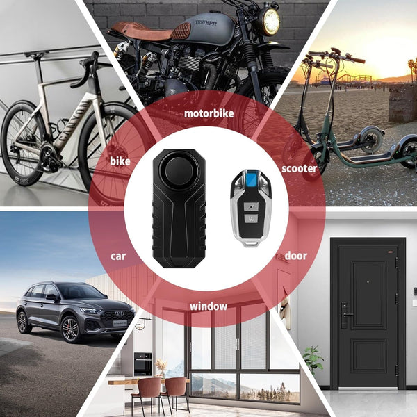 113dB Anti Theft Bike Alarm with Remote, Wireless Security Vibration Bike Alarms for Electric Motorcycle, Motorcycle E-Bike Accessories, Waterproof Car Alarm System with Motion Sensor
