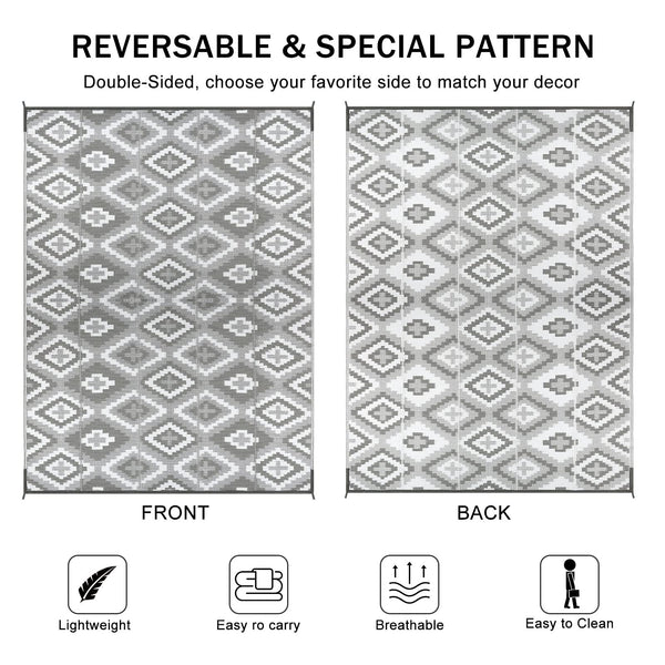 Enyhom Large Outdoor Rug 180 x 270 cm, Reversible Plastic Straw Woven Rug, Waterproof Camping Rugs for Garden, Recycled RV Patio Floor Mat for Porch