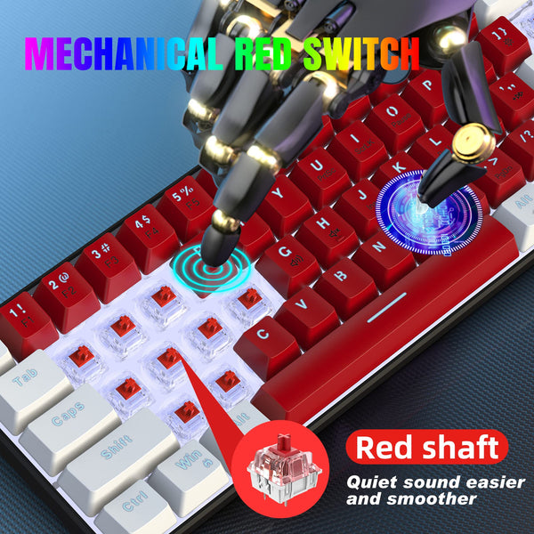 Snpurdiri 60% Wired Mechanical Gaming Keyboard, Mini 61-Key With Red Switches for PC, Windows XP, Win 7, Win 10 (Black-Red)