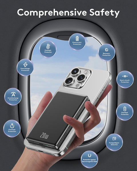 2025 Ultra Slim Power bank iPhone for Magsafe, 20W Super Fast Charging Powerbank Wireless Magnetic Portable Charger,USB C in&Out PD 3.0 Phone Battery Pack for i-Phone 16/15/14/13/12 Mini Plus Pro Max