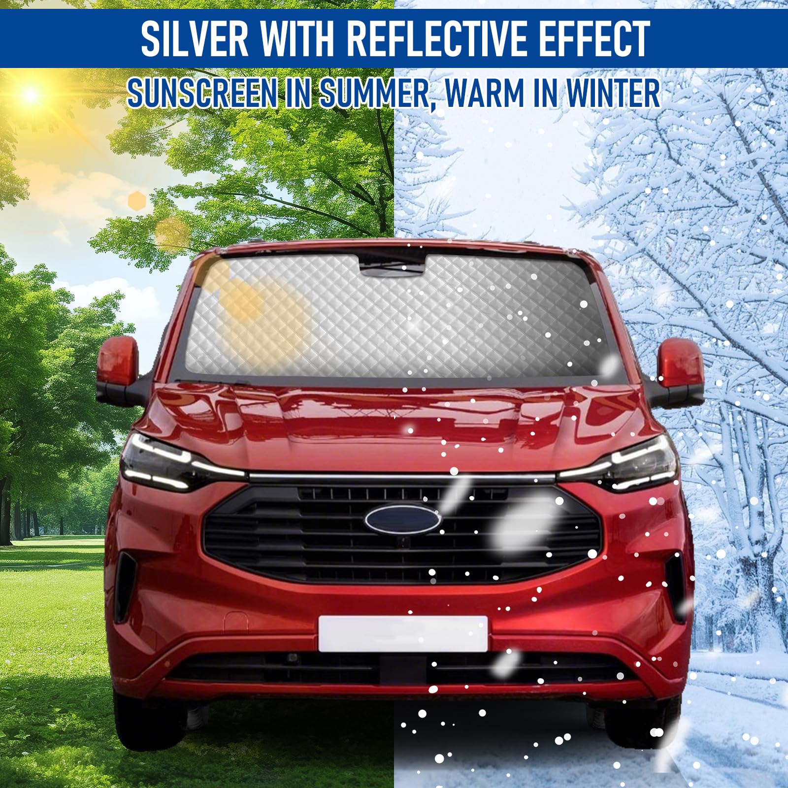 MaxAwe 8Pcs Internal Thermal Blind Set Fits for VW T5/T6 LWB, Luxury Sunshade Wrap Cover Kit, Window Front Screen Cover, Summer Uv Sun Blind & Winter Insulation Cover for VW Campervans & Motorhome